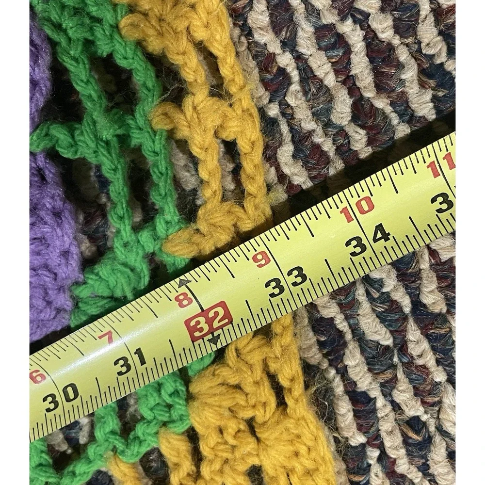 Handmade Crochet Knit Sofa Throw Granny Blanket 3D Afghan Roses Floral Cottage